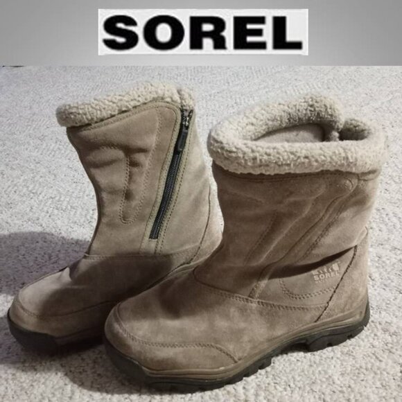 Sorel water fall suede waterproof thinsulate boots women's size 7 1/2 - Picture 1 of 9